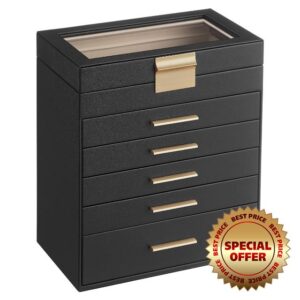 SONGMICS Jewellery Box with Glass Lid