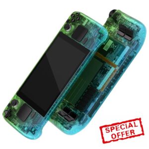 eXtremeRate Gradient Translucent Green Blue Custom Faceplate Back Plate Shell for Steam Deck