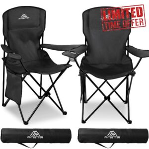 Vivo Technologies Set of 2 Camping Chair Lightweight Folding Portable Camping Chair with Cup Holder and Side Pocket 120kg Capacity for Outdoor