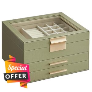 SONGMICS Jewellery Box with Glass Lid