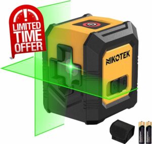Nikotek Green Laser Level Self-Leveling Bright Green Beam Horizontal and Vertical Cross Line Laser for Home Decoration DIY etc.Carrying Pouch Battery Included