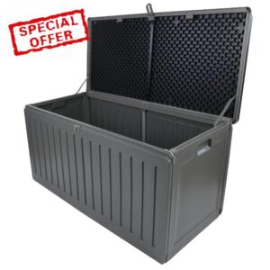 Marko Outdoor 270L Large Garden Storage Box Locking Plastic Outdoor Waterproof Utility Cabinet Shed Ches