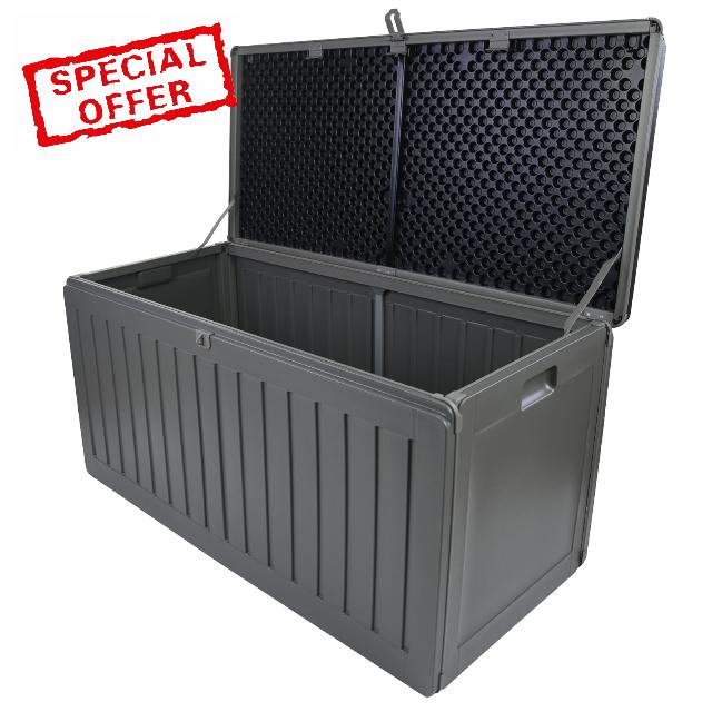 Marko Outdoor 270L Large Garden Storage Box Locking Plastic Outdoor Waterproof Utility Cabinet Shed Ches