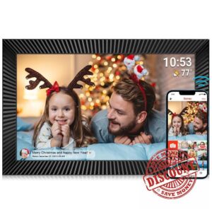 FRAMEO WiFi Digital Photo Frame 10.1 inch with 32GB Internal Storage Smart Digital Photo Frame with IPS Touch Screen 1280x800 Digital Picture Frame Share Photos or Videos Instantly via Frameo APP