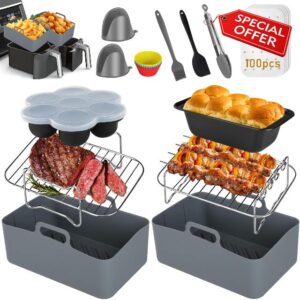 12 PCS Air Fryer Accessories for Ninja Dual AF300UK AF400UK AF451UK/ Tower T17088