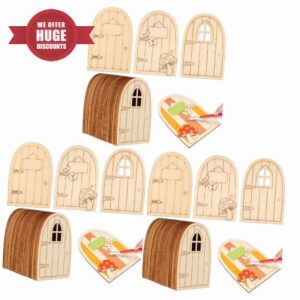 HEMOTON 108 Pcs Wooden Garden Toy Ornaments for Small Tree Fairy Elf Door Kit Dog Accessory Wooden Dollhouse Unpainted Wood Toy Fairy Doors for Skirting Board Craft Toys Mini Wood Chips