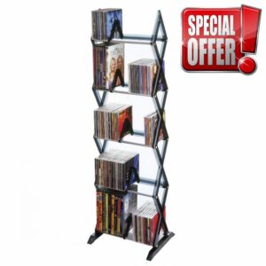 Atlantic Mitsu 5-Tier Portable Media Storage Rack – Protects & Organizes Prized Music