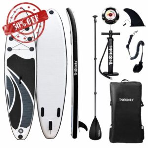 Triclicks Inflatable Stand Up Paddle Board SUP Inflatable Paddle Board 10ft Surfing Board Kit for Adults