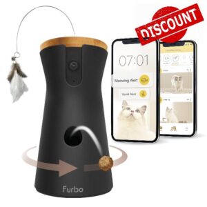 Furbo 360° Cat Camera [Premium Safety Package - Subscription Required] Smart Camera Designed for Cats with Feather Wand Toy