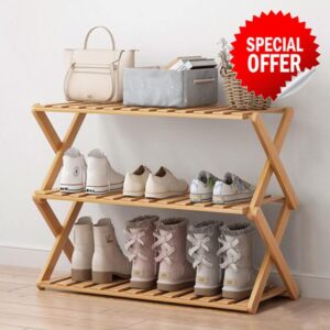 Glsety 3 Tier Bamboo Shoe Rack