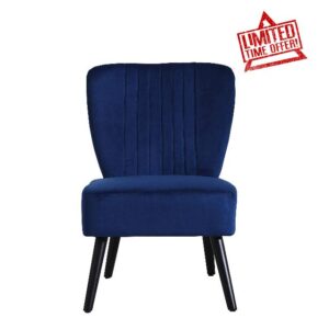 Neo® Crushed Velvet Shell Scallop Accent Occasional Chair Armchair Dining Furniture (Midnight Blue