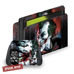 Head Case Designs Officially Licensed Batman Arkham City Joker Wrong With Me Graphics Vinyl Sticker Gaming Skin Decal Cover Compatible With Nintendo Switch OLED Bundle
