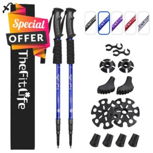 TheFitLife Hiking Walking Trekking Poles - 2 Pack With Antishock And Quick Lock System