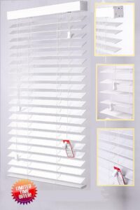 FAUX WOOD VENETIAN BLINDS 50MM SLATS TRIMMABLE EASY FIT OFFICE HOME (180cm Width x 213cm Drop