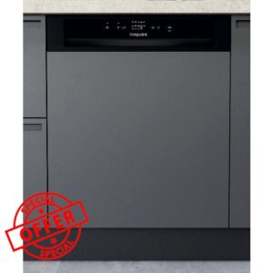 Hotpoint H3BL626BUK Semi Integrated Standard Dishwasher - Black Control Panel - E Rated