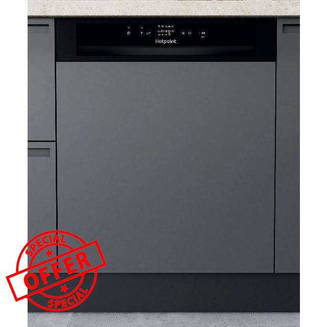 Hotpoint H3BL626BUK Semi Integrated Standard Dishwasher - Black Control Panel - E Rated