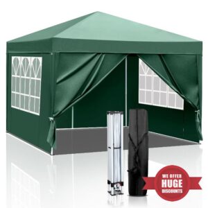 Pop Up Gazebo 3m x 3m with Sides Easy One Person Setup Instant Outdoor Canopy Folding Garden Gazebo Party Tent Gree