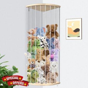 CellElection Stuffed Animal Storage Toy Organizer Kids Room Corner Stuffed Animal Holder Length Adjustable Elastic Cord Stuffed Animal Zoo Storage Cage for Nursery Playroom Bedroom