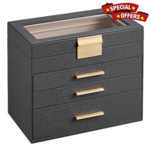 SONGMICS Jewellery Box with Glass Lid