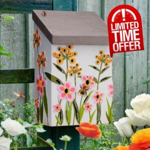 Muldale Insect Hotel for Garden - Butterfly House for Ladybird Bug Bee - Lady Bug House - Weatherproof Hand Painted Brightly Coloured Bug and Insect House - Gift Boxed - Light Blue