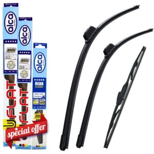 alca Wiper Blades Flat Hook Fits Ford Fiesta 2003-2008 Full Set Front And Rear Wipers AH 22"16"10"ARC