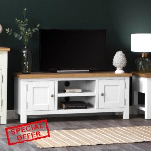 The Furniture Outlet Salisbury White Painted Oak Large TV Uni