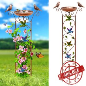 FaloStwer Bird Bath Bowl with Garden Trellis Outdoor