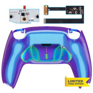 eXtremeRate Rainbow Aura Blue Purple Programmable Real Metal Buttons (RMB) RISE4 Remap Kit for PS5 Controller BDM-010 BDM-020