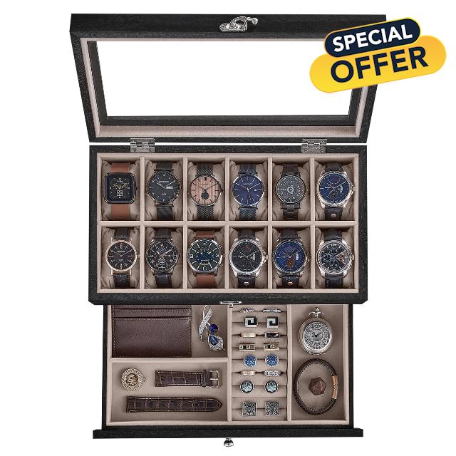 SONGMICS Watch Box with 12 Slots