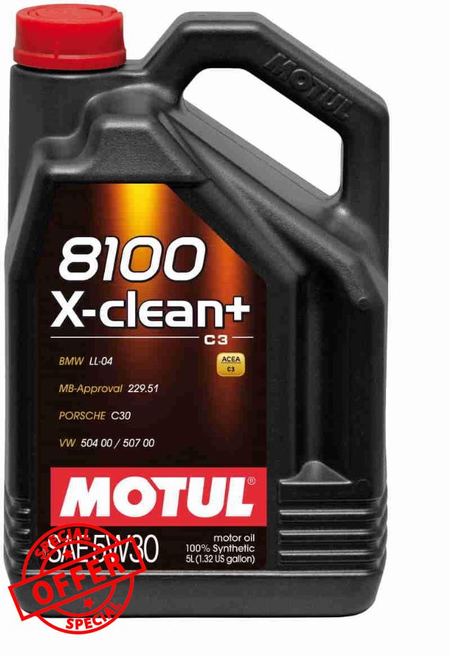 WOL 5W30 Fully Synthetic Engine Oil-Motul 8100 X-Clean+ DPF Car Lubricant 4T ACEA C3 106377 Cae Engine Oil (5 L)