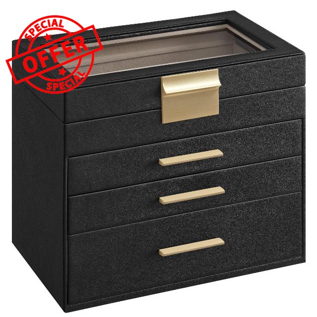 SONGMICS Jewellery Box with Glass Lid
