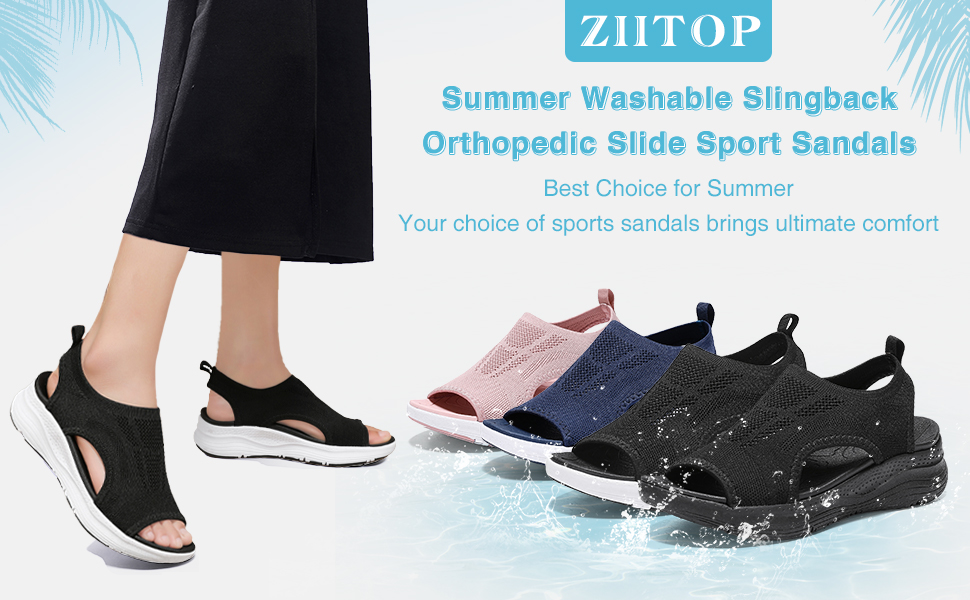 Sandals Womens Summer Washable Slingback Orthopedic Slide
