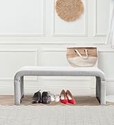 DEKKETO Modern Velvet Upholstered Ottoman, Comfortable Vanity Stool, Exquisite End Table Pouf Und...