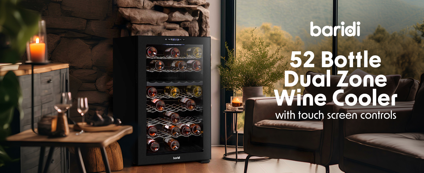 Dual Zone Wine Cooler fridge 52 bottle touch screen control