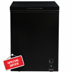 Abode Freestanding Black Chest Freezer 142L with Removable Wire Basket & Counter Balance Lid
