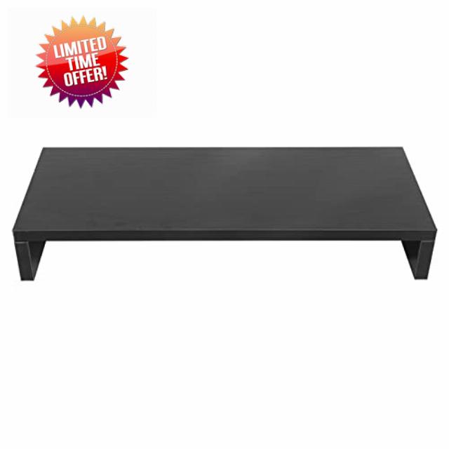 Monitor Stand Wooden Monitor Riser Desktop Organizer LED LCD Computer Monitor Riser Universal PC Notebook TV Riser Bracket Organizer Rack 50 X 20 X 7.7cm (Black)