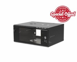 Stalflex | Server Rack Data Cabinet - 19 Inch 4U 450mm Deep Wall Mounted Networking Rack Enclosure for Home Office Server Room | Adjustable Mounting Rails (Black (RAL 9005)