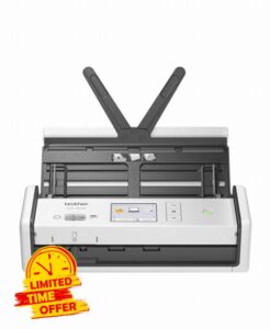 Brother ADS1800W Portable Document Scanner | 20 sheet ADF |ID card slot |Touchscreen|Supporting app |OCR and PDF software included | UK Plug