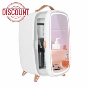 ARTETHYS Mini Fridge for Bedrooms 6L Skincare Beauty Makeup Fridge with LED Mirror Cosmetic Small Fridge for Home Office Skin Care