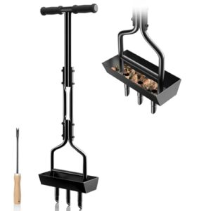 Hollow Tine Aerator Lawn Core Aerator with Storage Tray and Garden Tools
