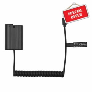 EN-EL15 USB Coupler HUIOP EN-EL15 Dummy Battery USB-C Coupler Adapter MH-25 Dummy Battery Coupler with USB Type-C Spring Power Cable Replacement for Z7 Z6 D800 D850 D810 D7200 D7100 D75