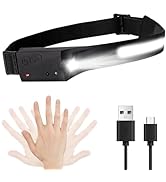 LQWELL Head Torch LED Rechargeable, COB Wide Beam & Spotlight USB Charging HeadLamp, 5 Mode Wate...