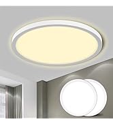 LQWELL Ceiling Light LED Ceiling Lamp, IP44 Waterproof Bathroom Lamp Round Flat 18W 6000K 1600LM...