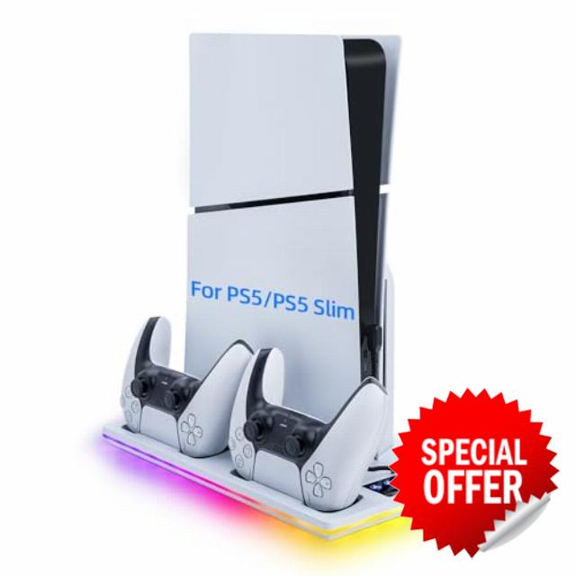 Mcbazel PS5/PS5 Slim Charging Cooling Stand with RGB Light