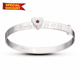 DV DOLCE VALENTINA Personalised 925 Sterling Silver Baby Bangle with Birthstone