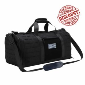 SEYATULLH Military Tactical Duffle Bag for Men Women with Shoe Compartment Sport Gym Bag Fitness Tote Football Training Bag Travel Duffle Bag Training Workout Bag 35L (Black)