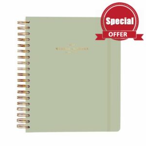 Kokonote Sage Green Diary 2024-2025 | Desk Planner 8.3 x 9.8 inches - 21 x 25 cm | 17 Months Academic Diary Week To View | August 2024 - December 2025 | Mid Year Diary 2024-2025 With Stickers & Tabs
