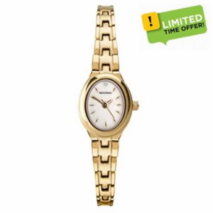 Sekonda Ladies Megan 21mm Oval Classic Analogue Watch with Mother of Pearl Stone Set Dial