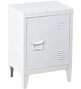 FurnitureR Storage Metal Standing Cupboard, Side Organizer with 2 Tier Shelves Filing Cabinet for...