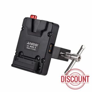 Andoer Mini Nano V-Lock Mount Battery Power Supply Adapter Plate with Plier Clamp for Mini V-Mount Battery